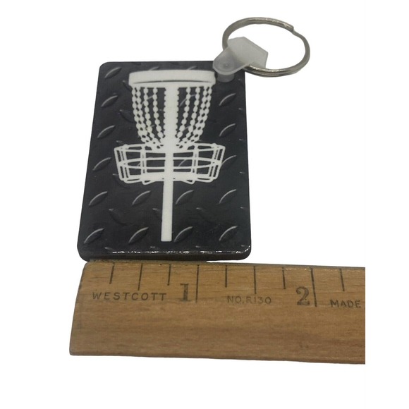 Disc Golf Keychain DISCGOLF BASKET Trucker BLACK Custom Made Key Ring Hardboard - Picture 4 of 8